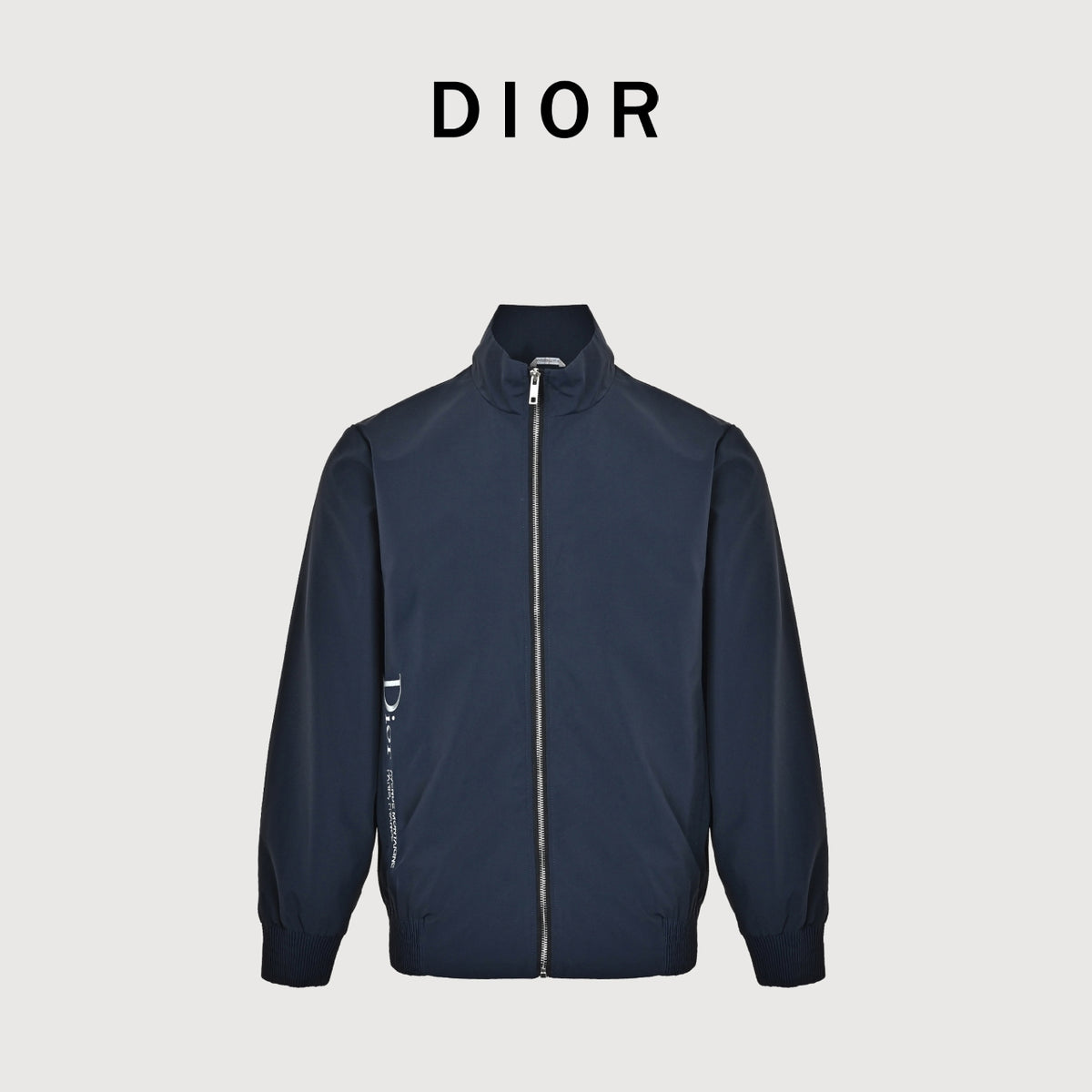 Dior Technical Fabric Letter-Embroidered Zip-Up Jacket - Dark Navy