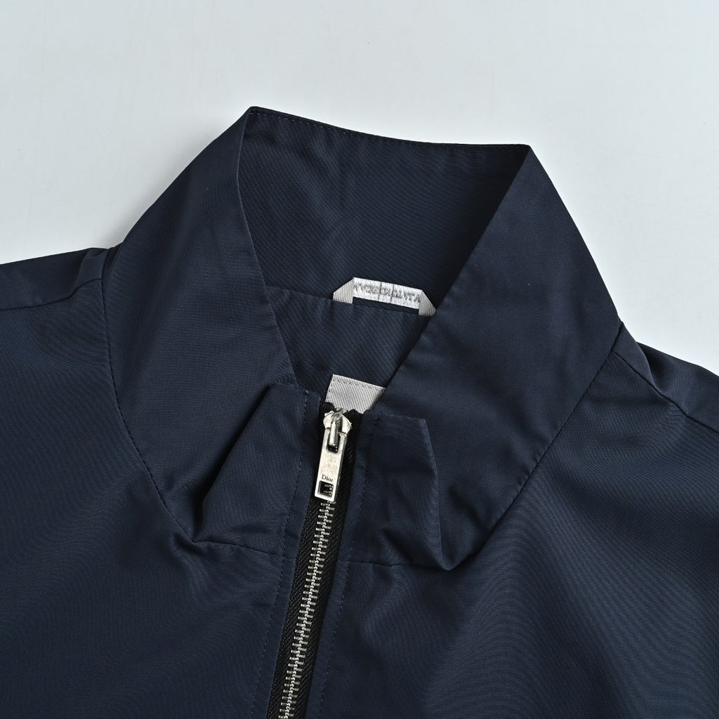 Dior Technical Fabric Letter-Embroidered Zip-Up Jacket - Dark Navy