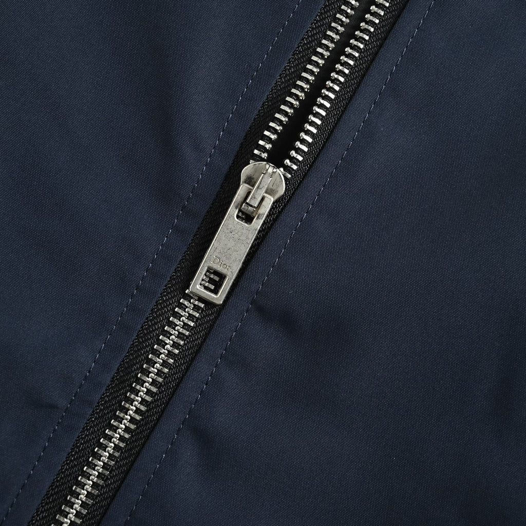 Dior Technical Fabric Letter-Embroidered Zip-Up Jacket - Dark Navy