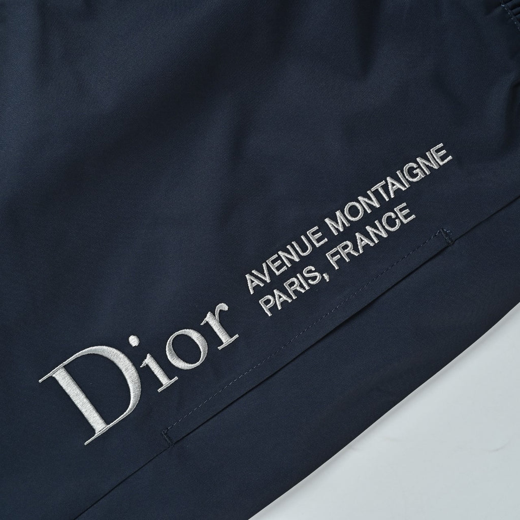 Dior Technical Fabric Letter-Embroidered Zip-Up Jacket - Dark Navy
