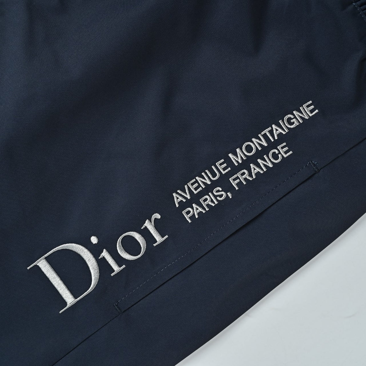 Dior Technical Fabric Letter-Embroidered Zip-Up Jacket - Dark Navy