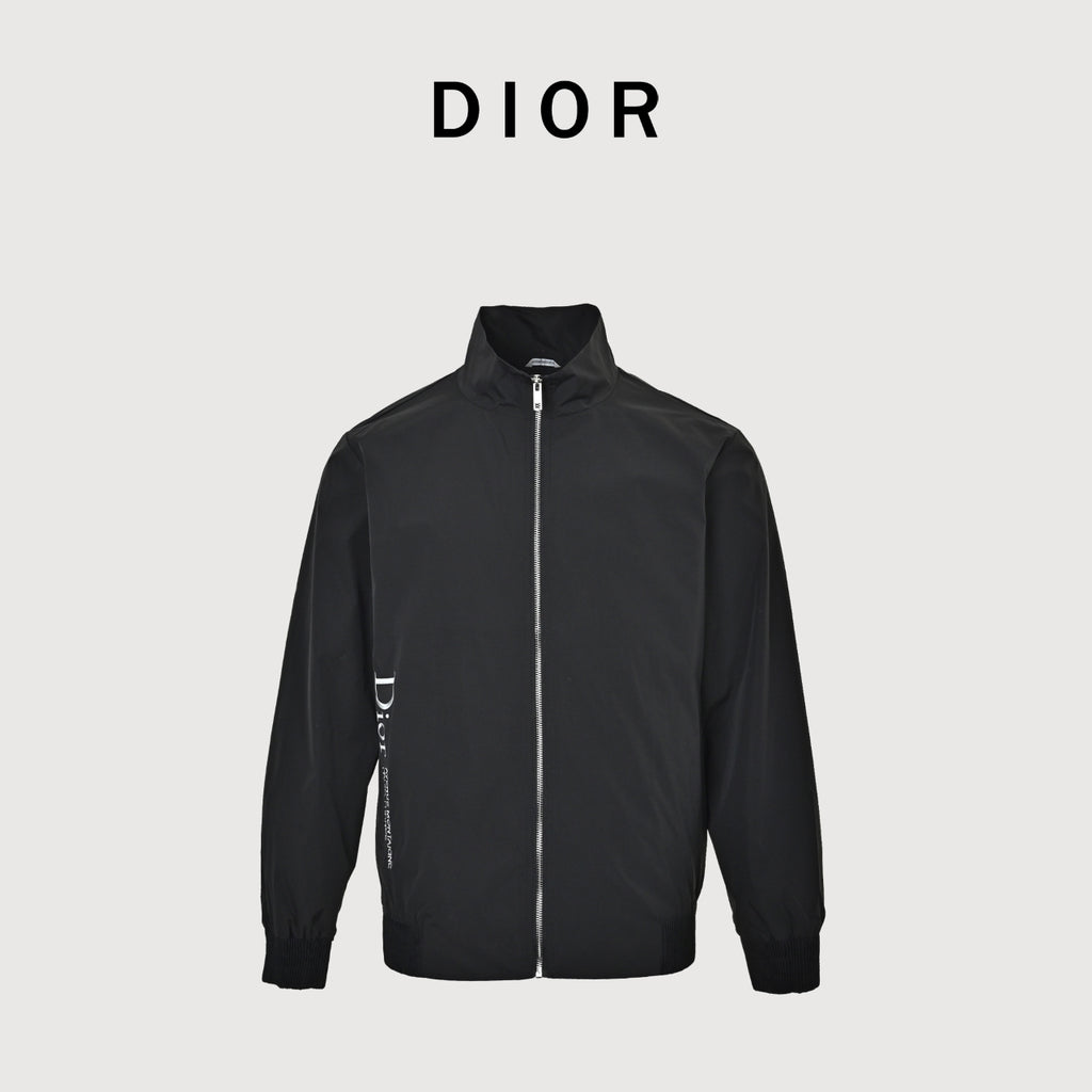 Dior Technical Fabric Letter-Embroidered Zip-Up Jacket - Black