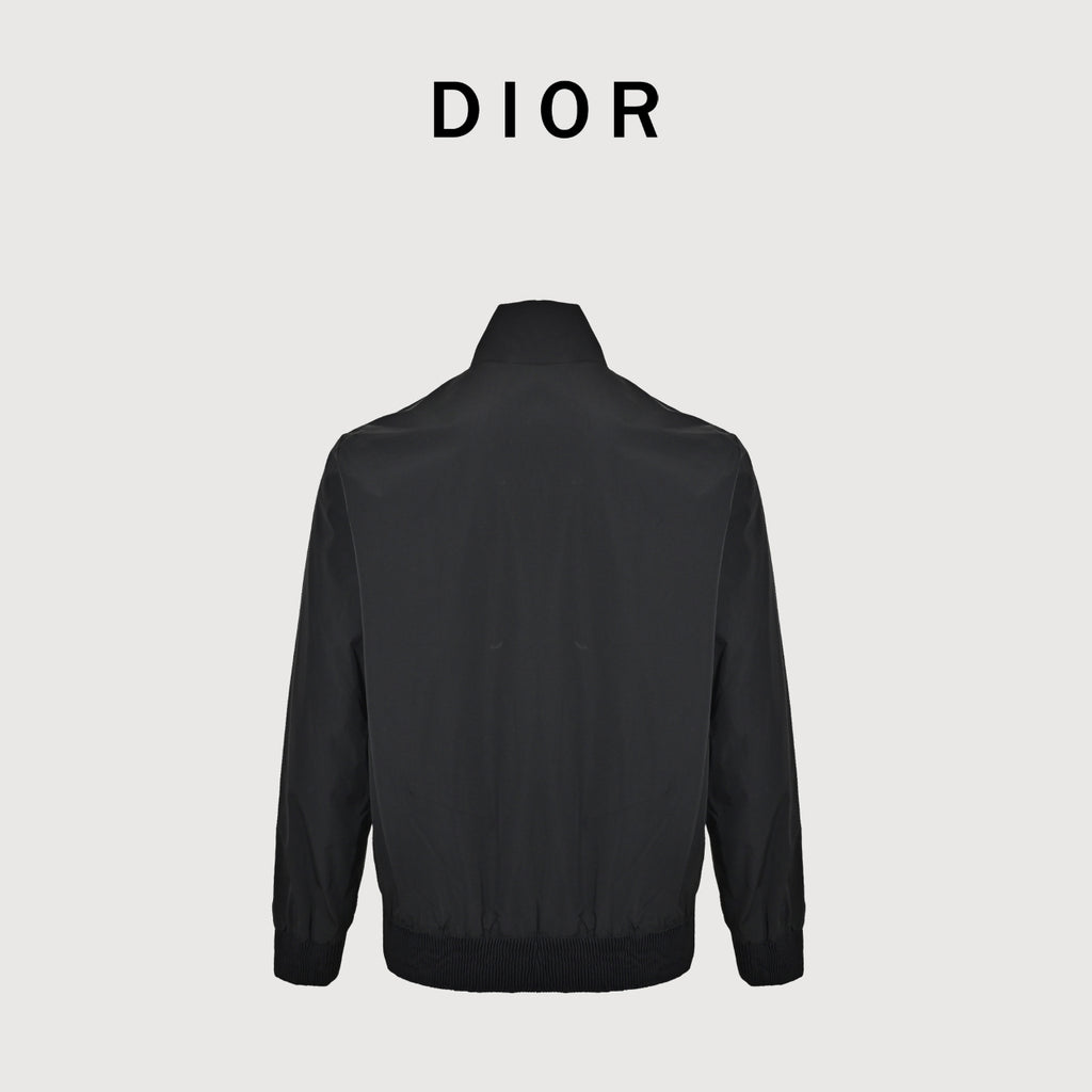 Dior Technical Fabric Letter-Embroidered Zip-Up Jacket - Black