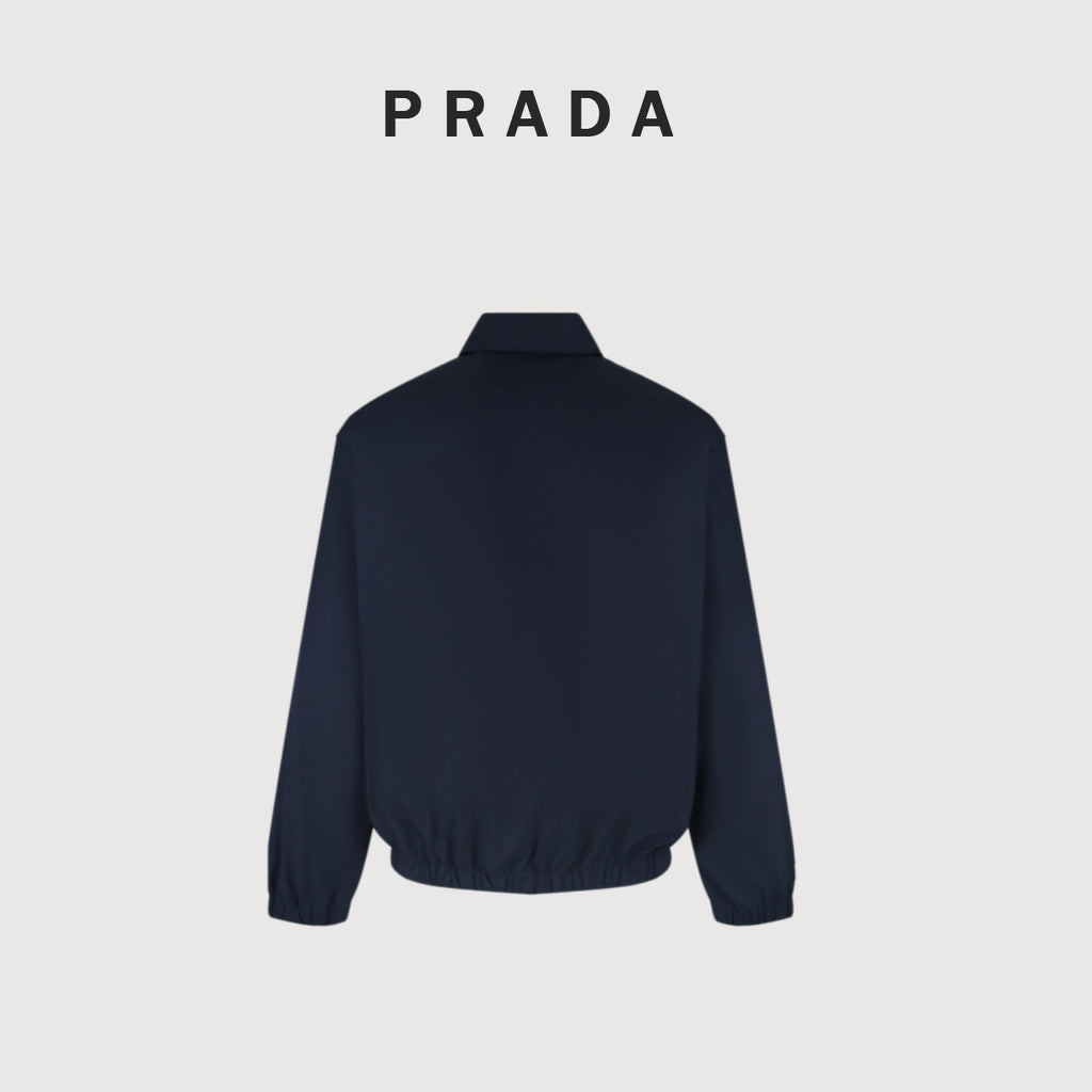 Prada Harrington Zip-Up Jacket - Navy Blue