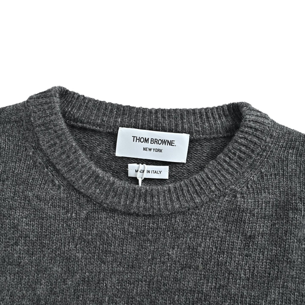Thom Browne Four-Bar Crewneck Knit Sweater - Gray
