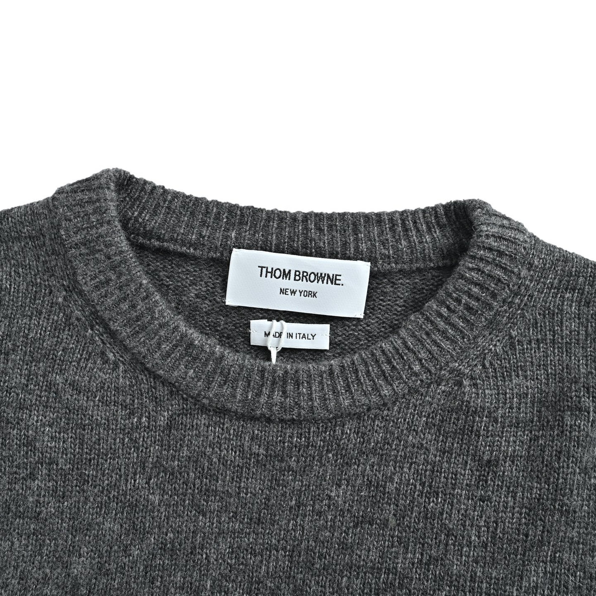 Thom Browne Four-Bar Crewneck Knit Sweater - Gray