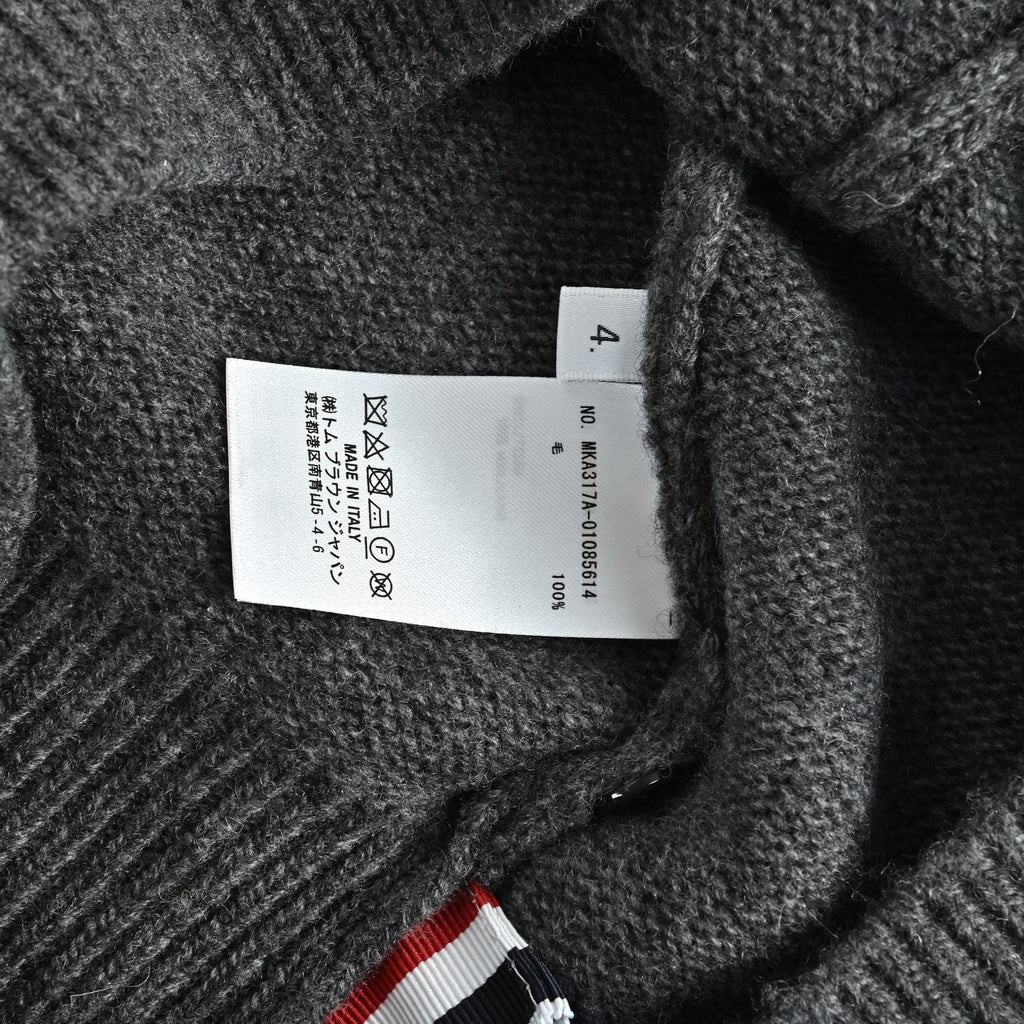 Thom Browne Four-Bar Crewneck Knit Sweater - Gray