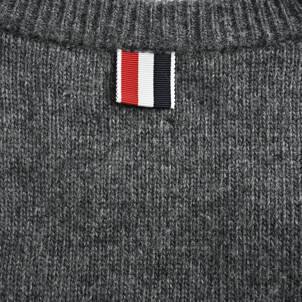 Thom Browne Four-Bar Crewneck Knit Sweater - Gray