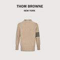 Thom Browne Four-Bar Crewneck Knit Sweater - Beige