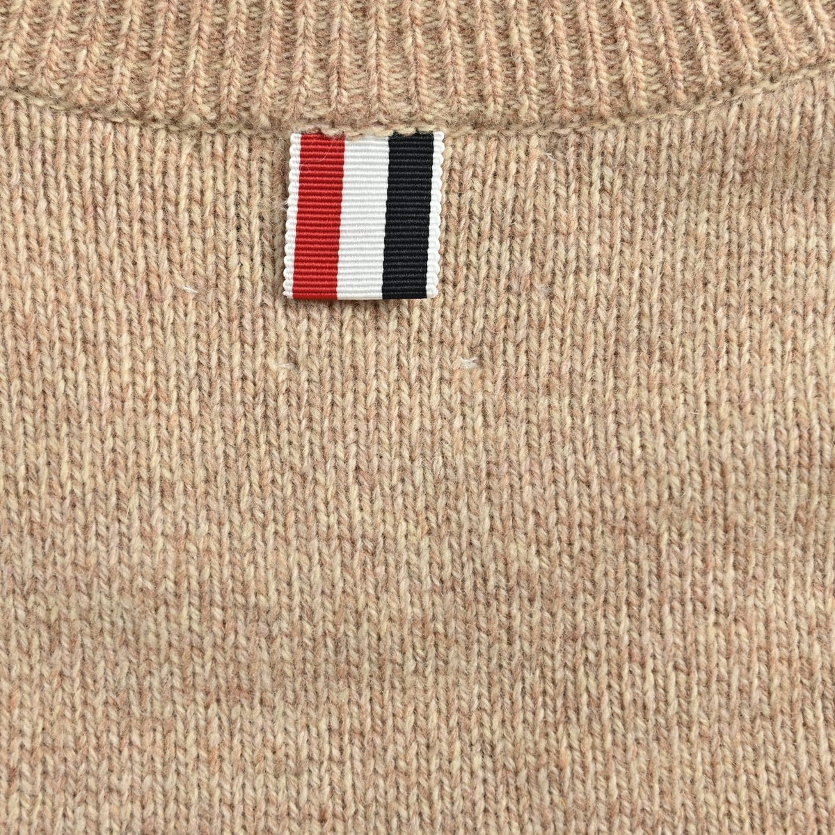 Thom Browne Four-Bar Crewneck Knit Sweater - Beige