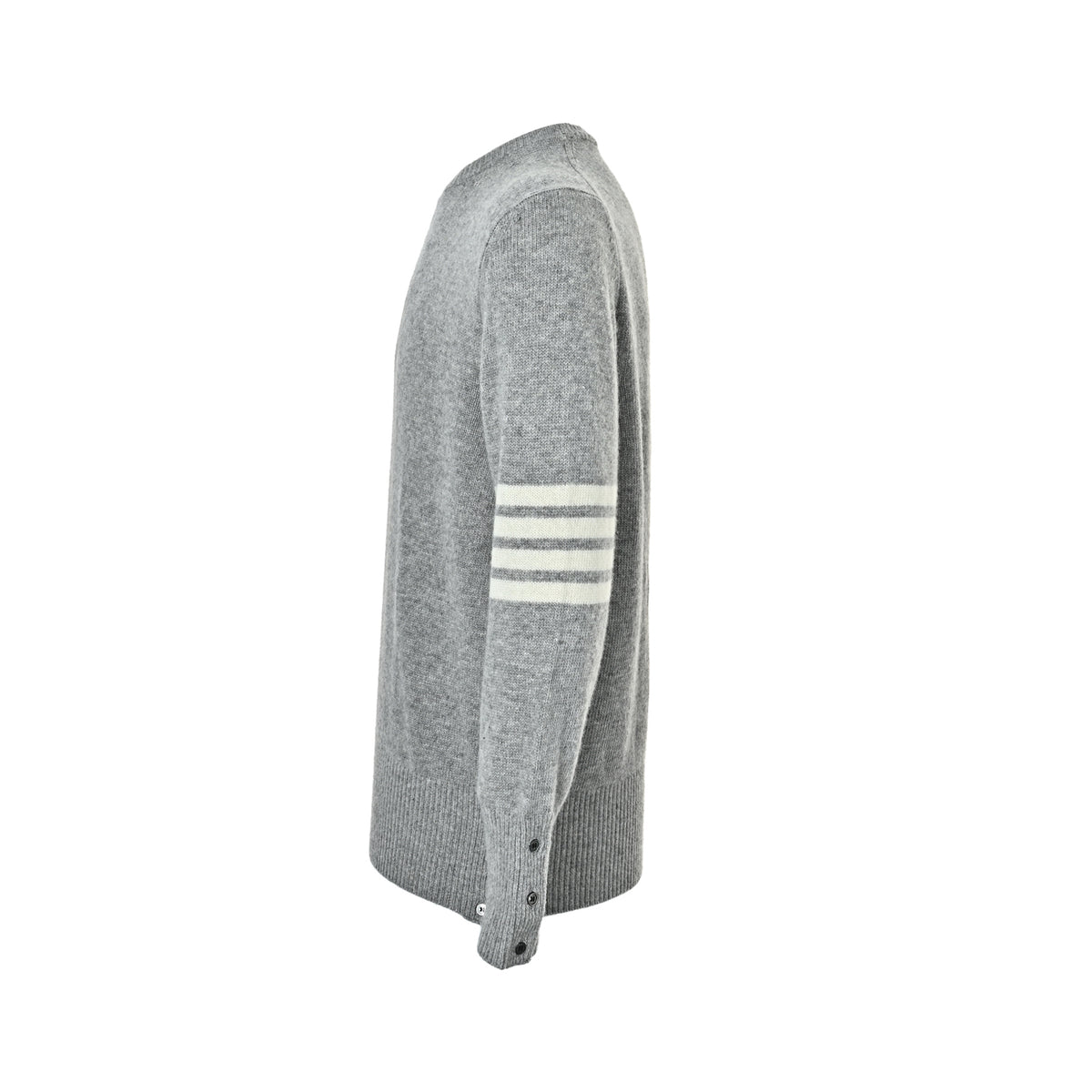Thom Browne Four-Bar Crewneck Knit Sweater - Light Gray