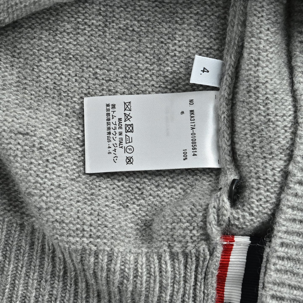 Thom Browne Four-Bar Crewneck Knit Sweater - Light Gray