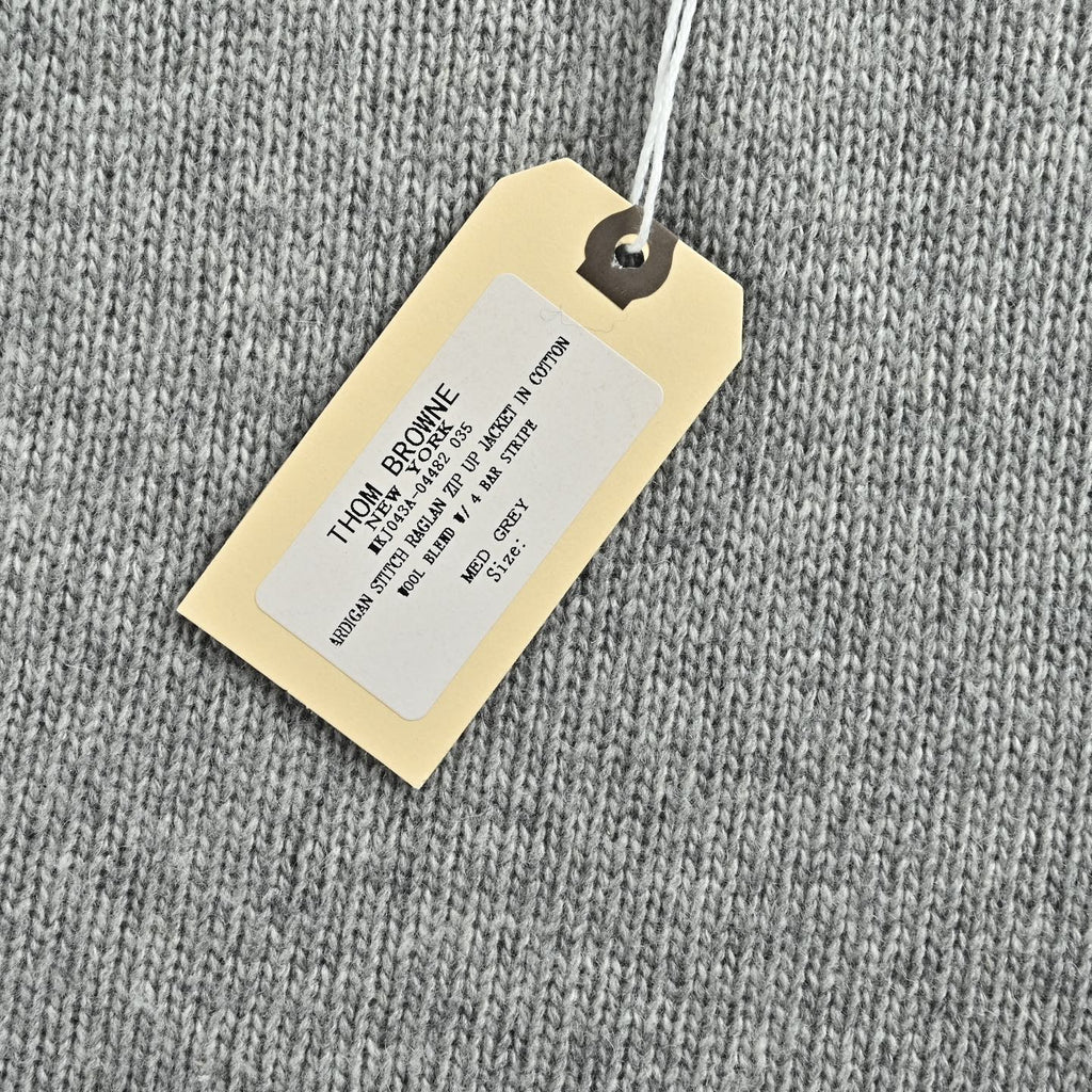 Thom Browne Four-Bar Crewneck Knit Sweater - Light Gray