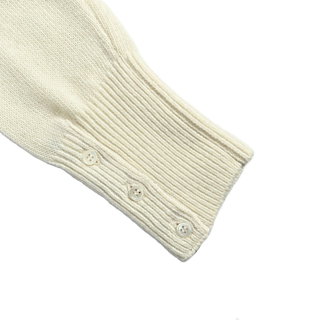 Thom Browne Four-Bar Crewneck Knit Sweater - Ivory