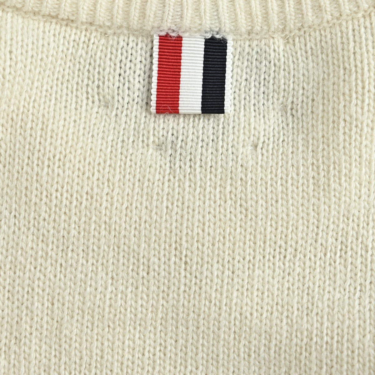 Thom Browne Four-Bar Crewneck Knit Sweater - Ivory
