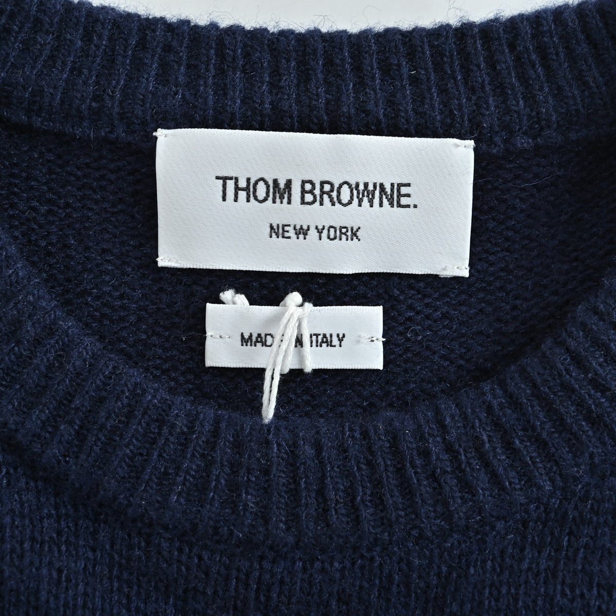 Thom Browne Four-Bar Crewneck Knit Sweater - Navy Blue