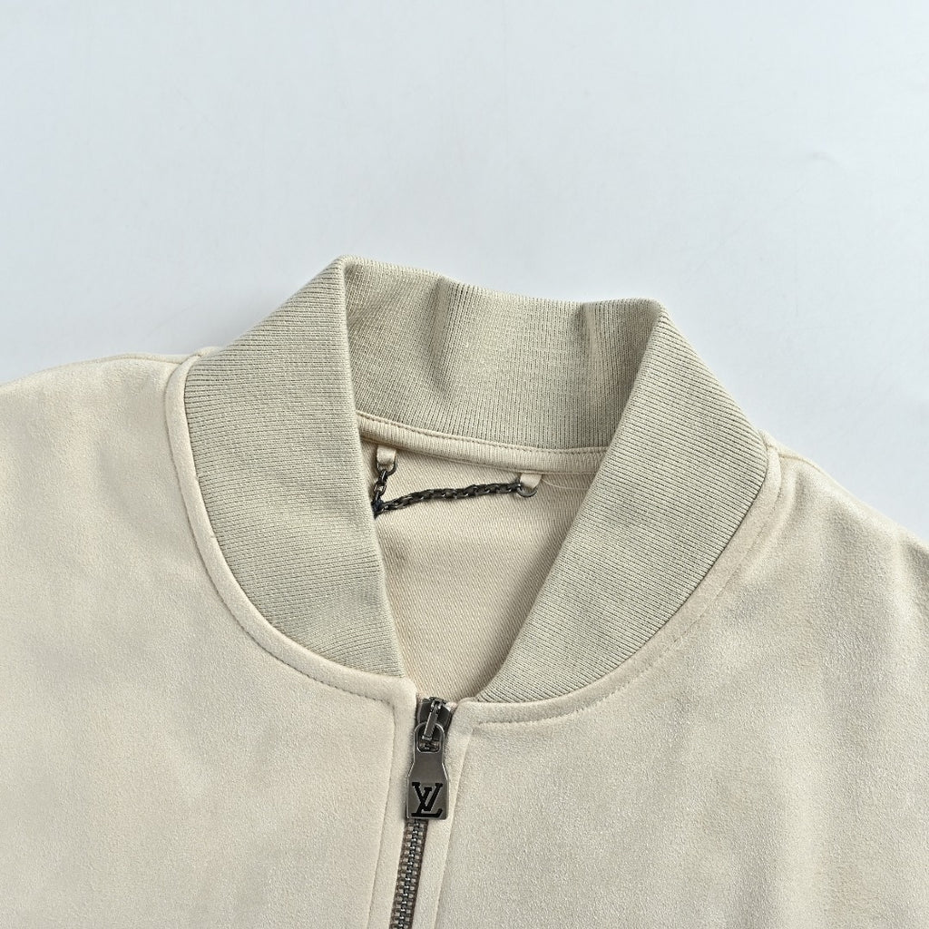 Louis Vuitton Letter-Embroidered Suede-Effect Bomber Jacket - Ivory