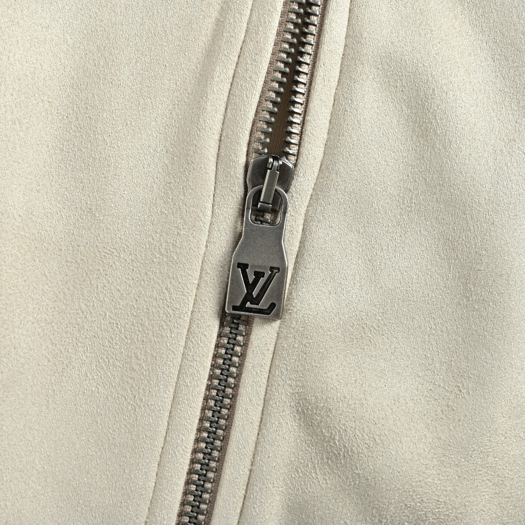 Louis Vuitton Letter-Embroidered Suede-Effect Bomber Jacket - Ivory