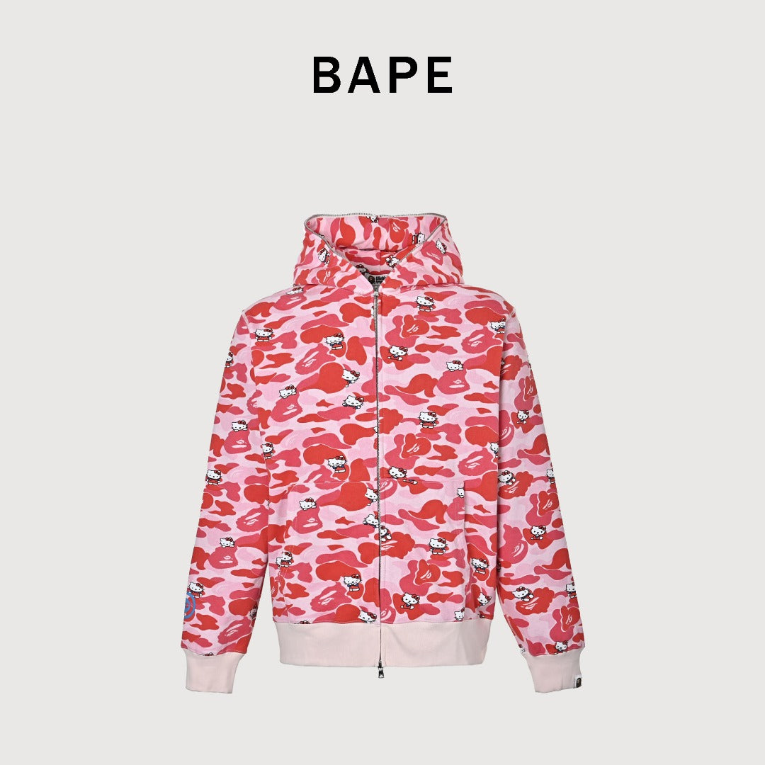 BAPE x Hello Kitty Pink Camo Zip-Up Hoodie