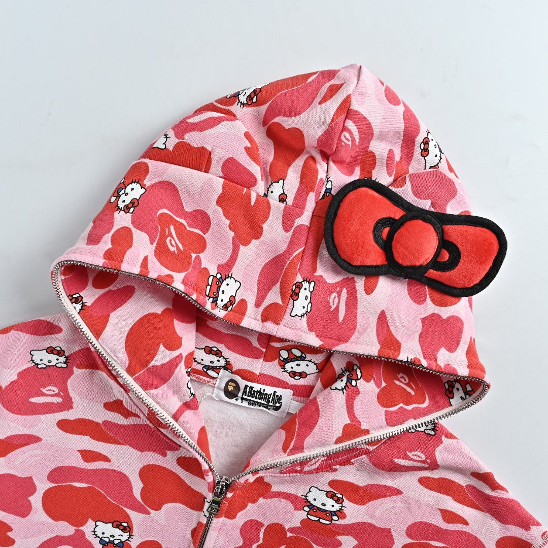 BAPE x Hello Kitty Pink Camo Zip-Up Hoodie