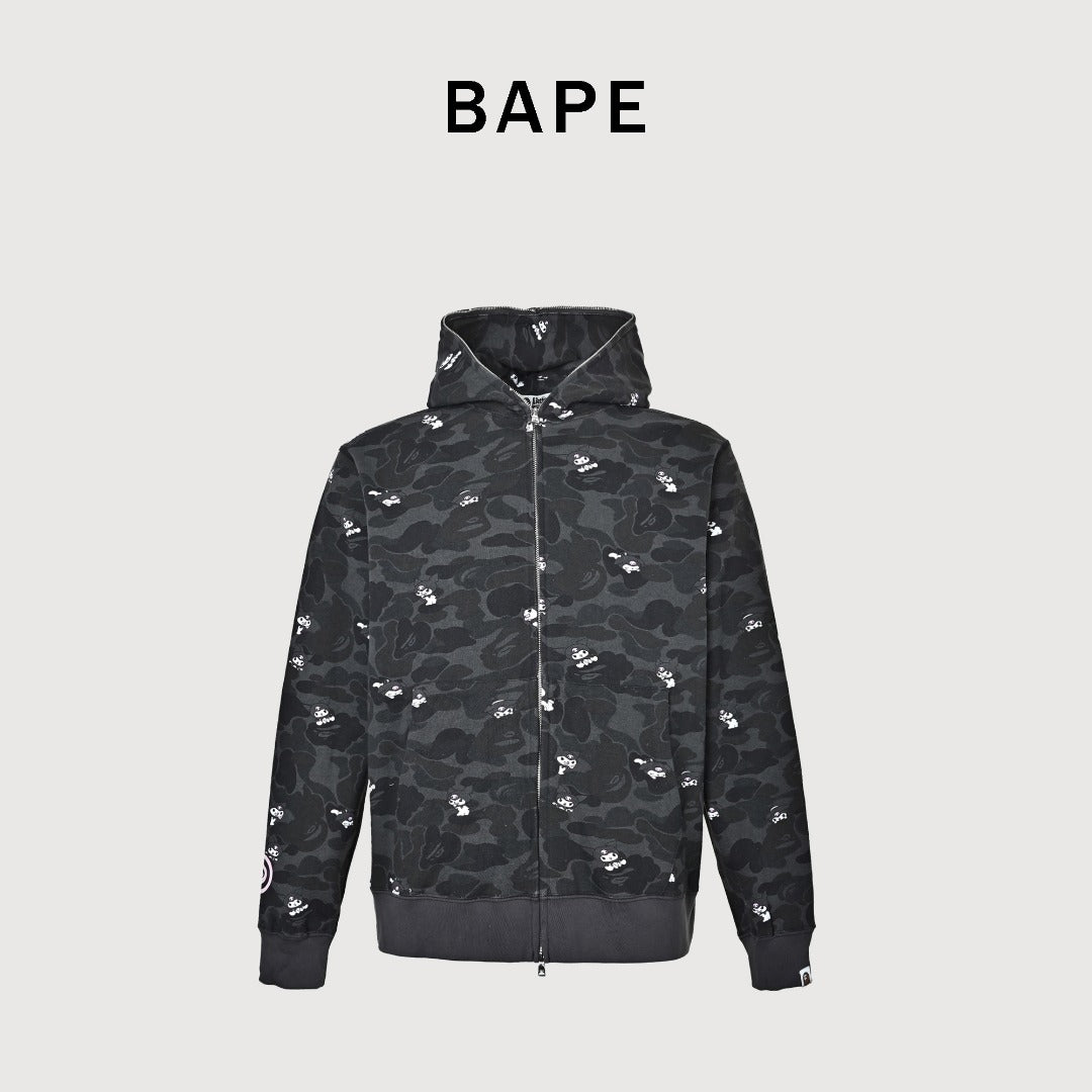 BAPE x Sanrio Character Camo Zip-Up Hoodie - Black