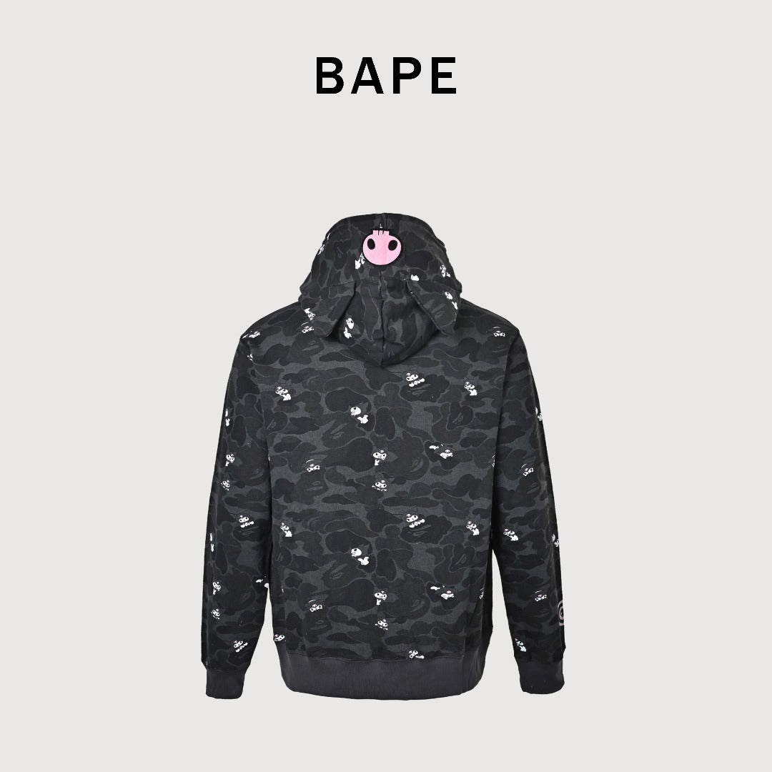 BAPE x Sanrio Character Camo Zip-Up Hoodie - Black