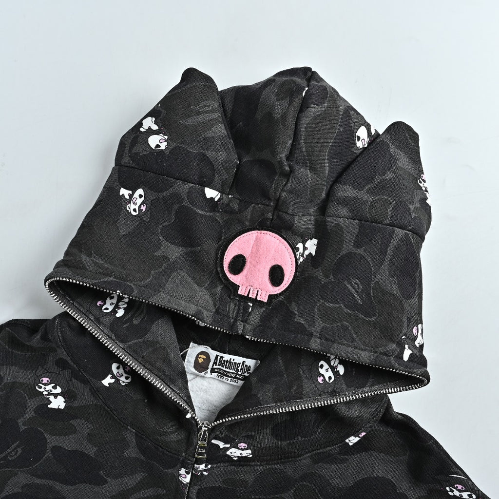 BAPE x Sanrio Character Camo Zip-Up Hoodie - Black