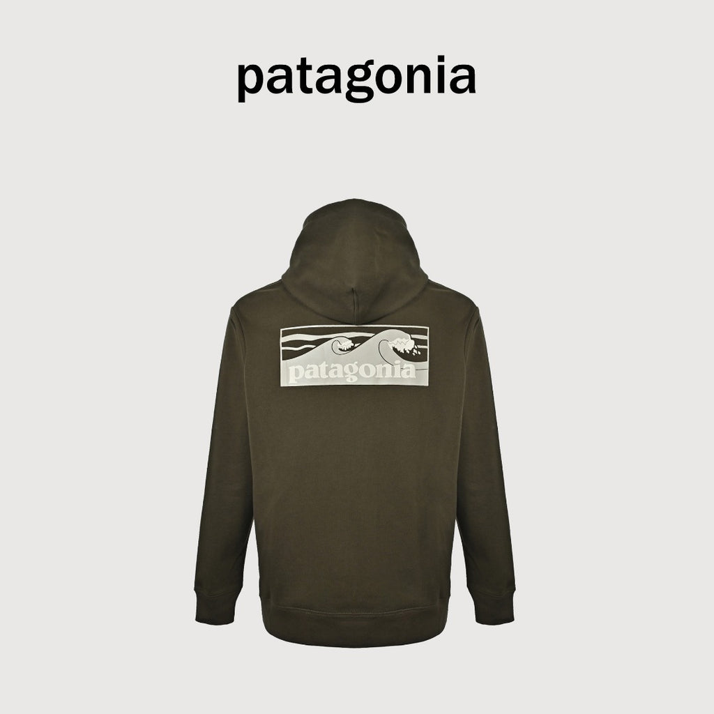 Patagonia Wave Graphic Pullover Hoodie - Dark Olive