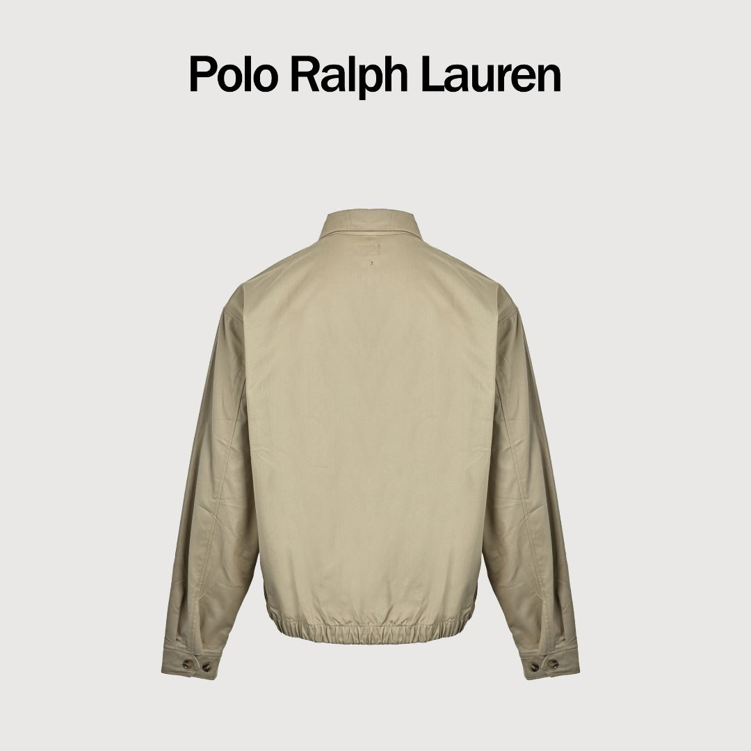 Ralph Lauren Pony-Embroidered Collared Zip-Up Jacket - Khaki