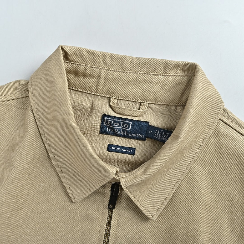 Ralph Lauren Pony-Embroidered Collared Zip-Up Jacket - Khaki