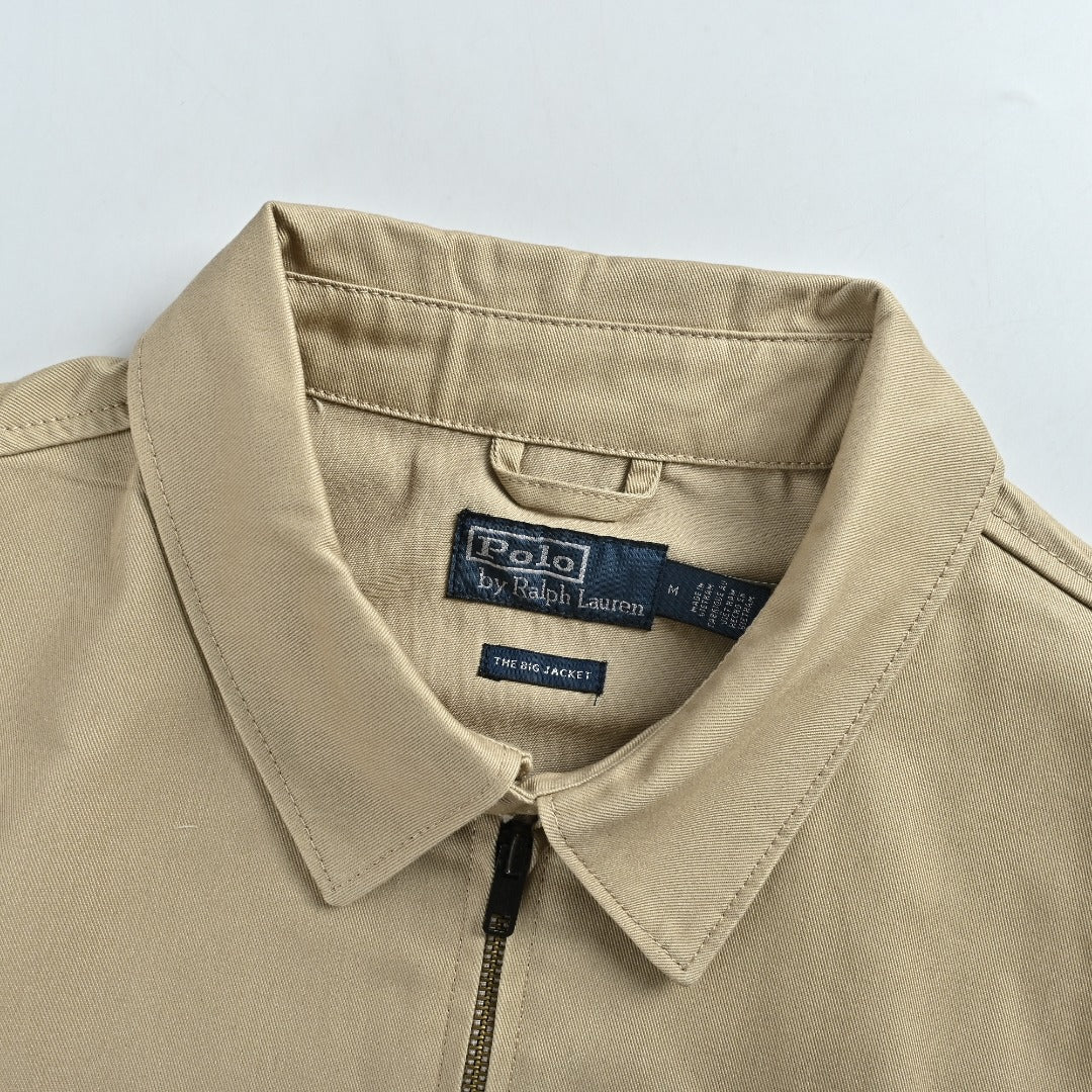 Ralph Lauren Pony-Embroidered Collared Zip-Up Jacket - Khaki