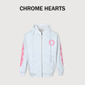 Chrome Hearts Horseshoe Print Zip-Up Hoodie - White and Pink