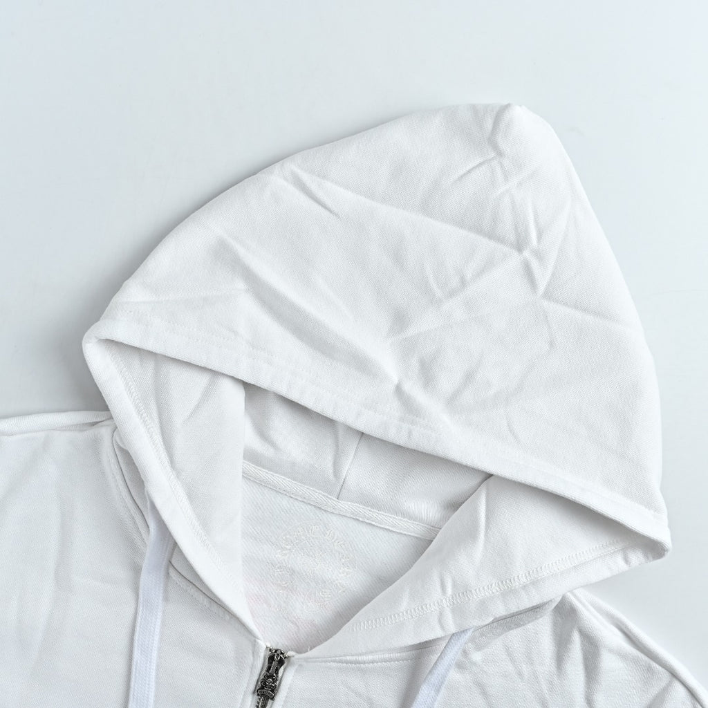 Chrome Hearts Horseshoe Print Zip-Up Hoodie - White and Pink
