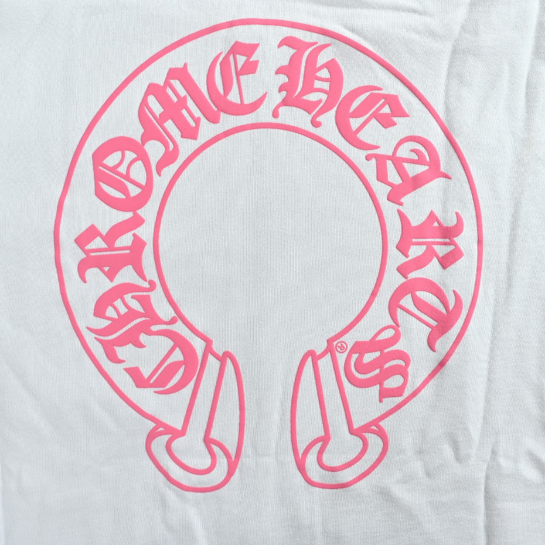 Chrome Hearts Horseshoe Print Zip-Up Hoodie - White and Pink