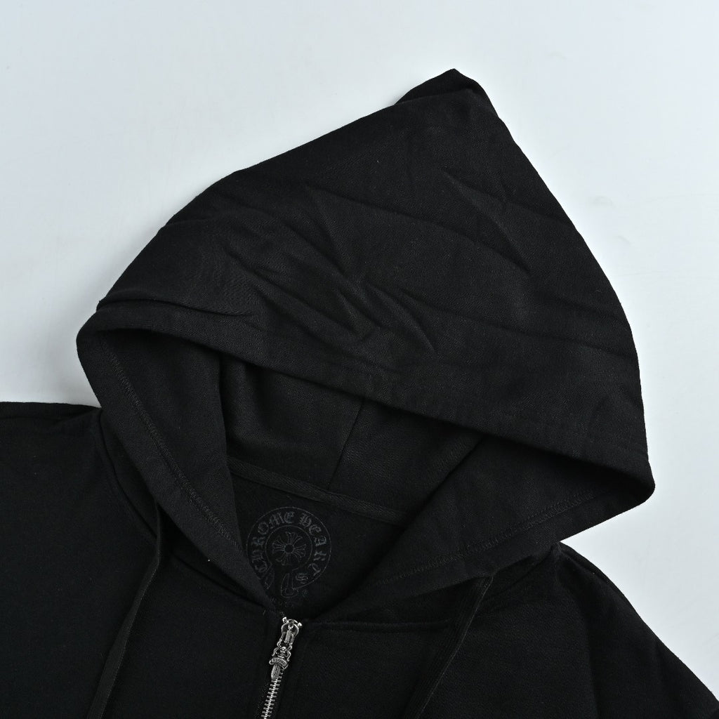 Chrome Hearts Horseshoe Print Zip-Up Hoodie - Black and Pink
