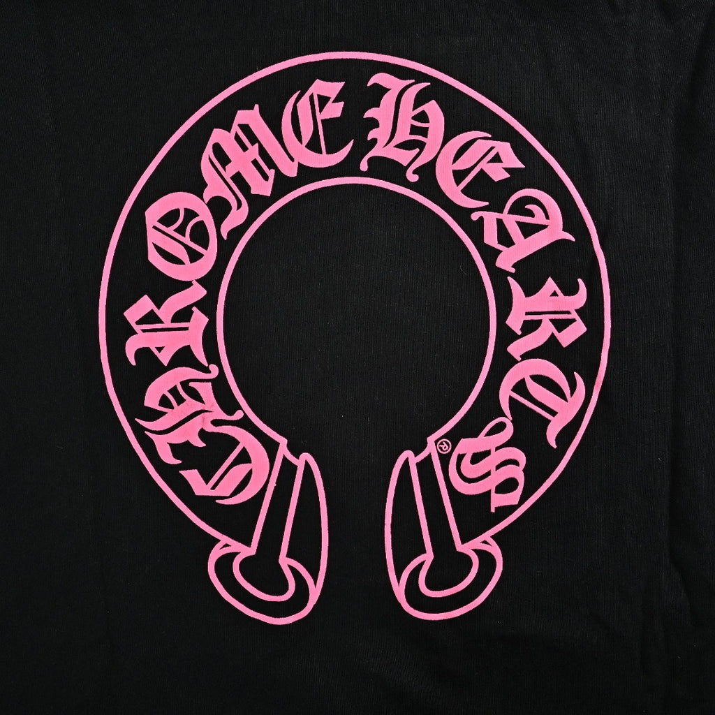 Chrome Hearts Horseshoe Print Zip-Up Hoodie - Black and Pink