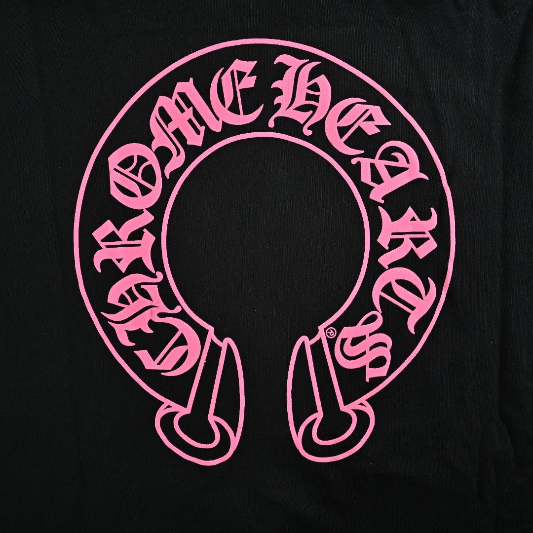 Chrome Hearts Horseshoe Print Zip-Up Hoodie - Black and Pink
