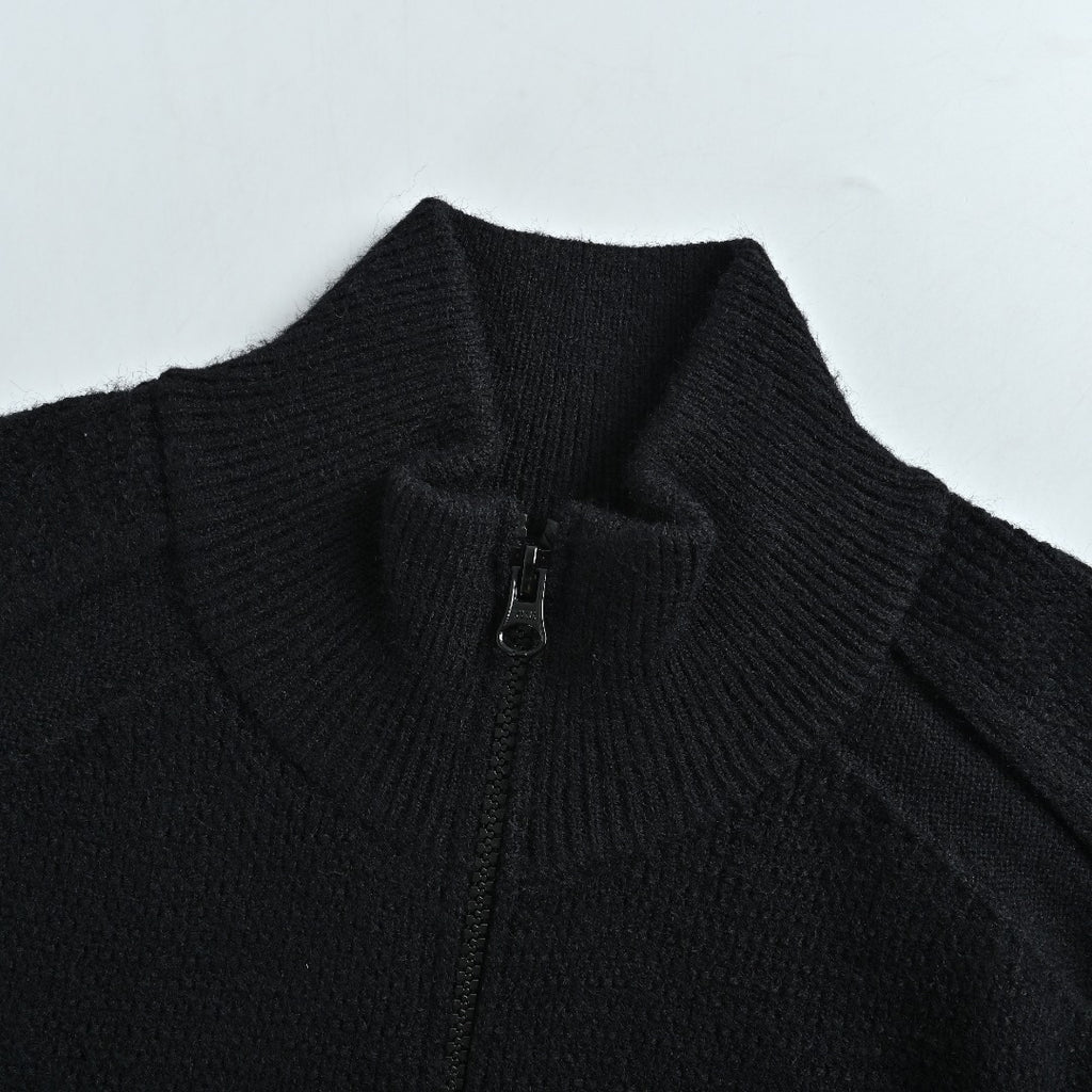 Stone Island Waffle-Knit Zip-Up Sweater Jacket - Black