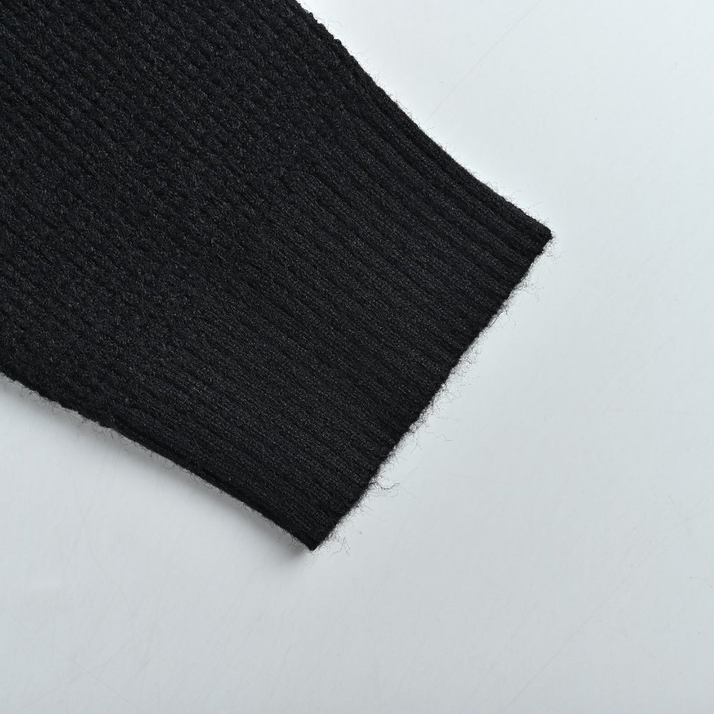 Stone Island Waffle-Knit Zip-Up Sweater Jacket - Black