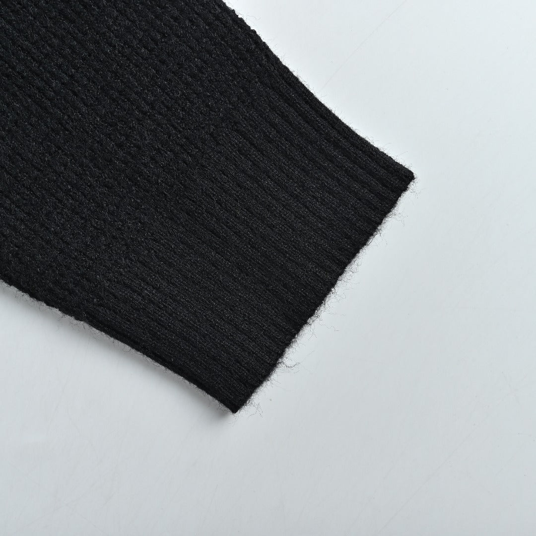 Stone Island Waffle-Knit Zip-Up Sweater Jacket - Black