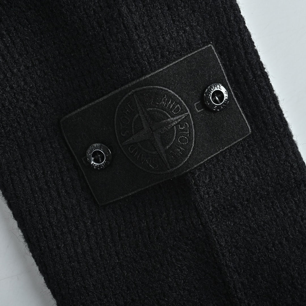 Stone Island Waffle-Knit Zip-Up Sweater Jacket - Black