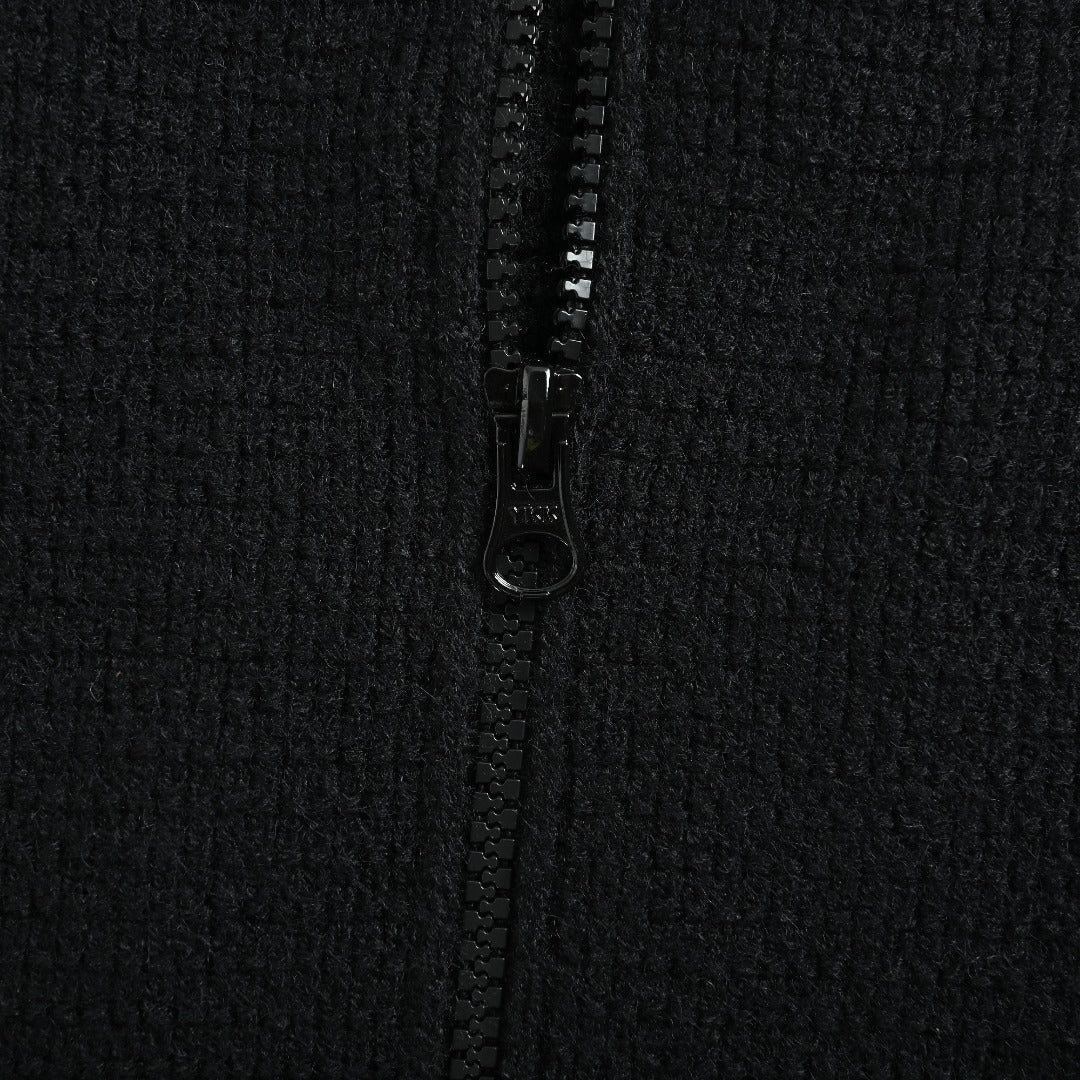 Stone Island Waffle-Knit Zip-Up Sweater Jacket - Black
