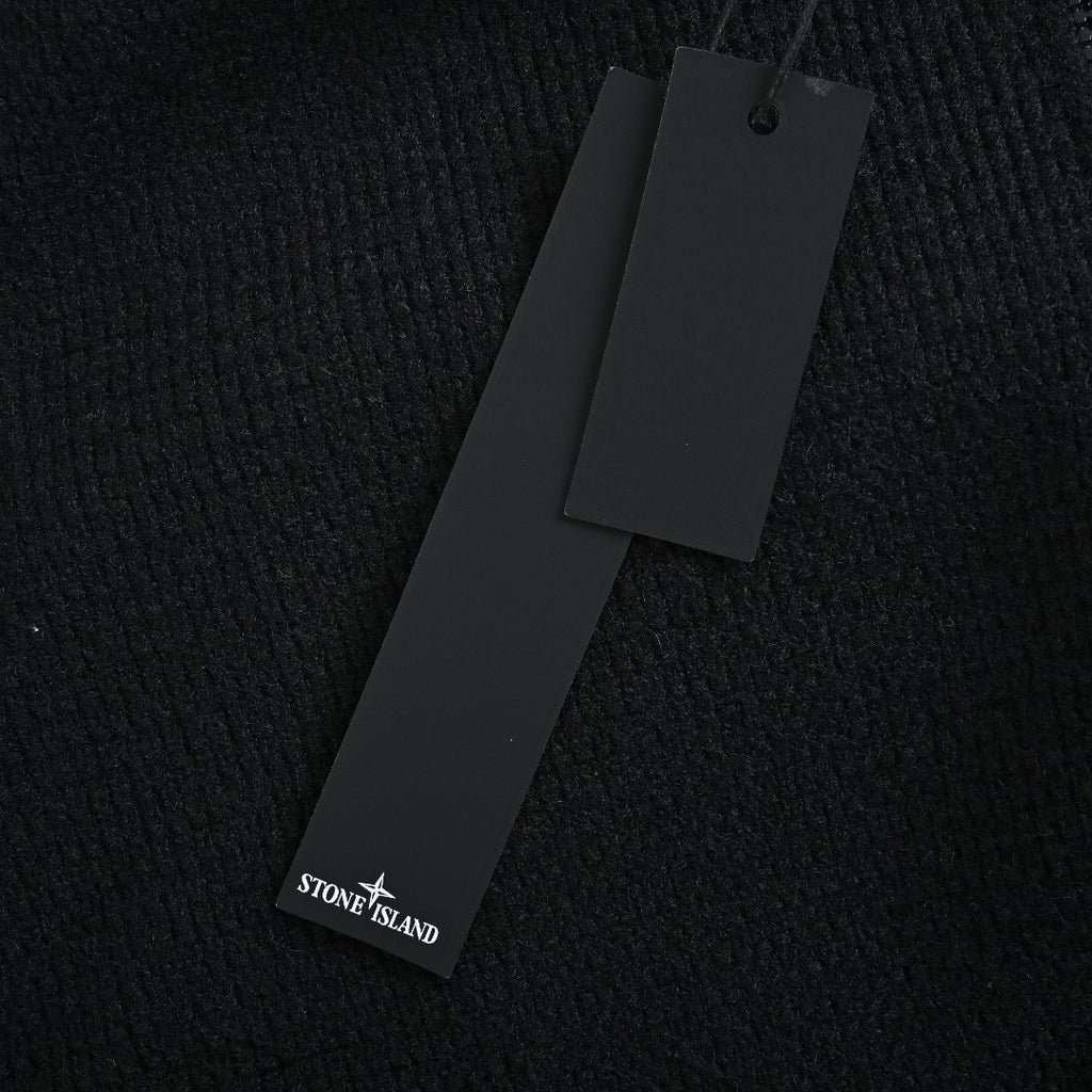 Stone Island Waffle-Knit Zip-Up Sweater Jacket - Black