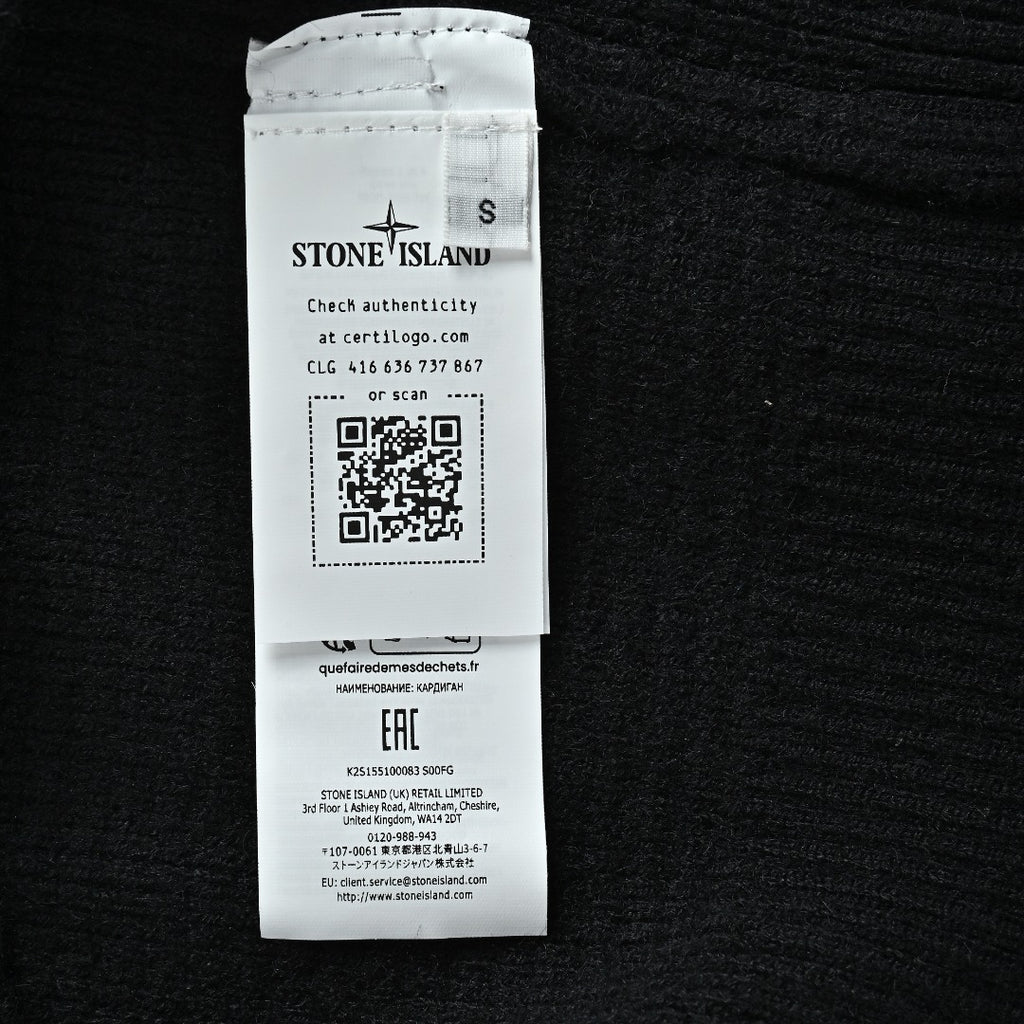 Stone Island Waffle-Knit Zip-Up Sweater Jacket - Black