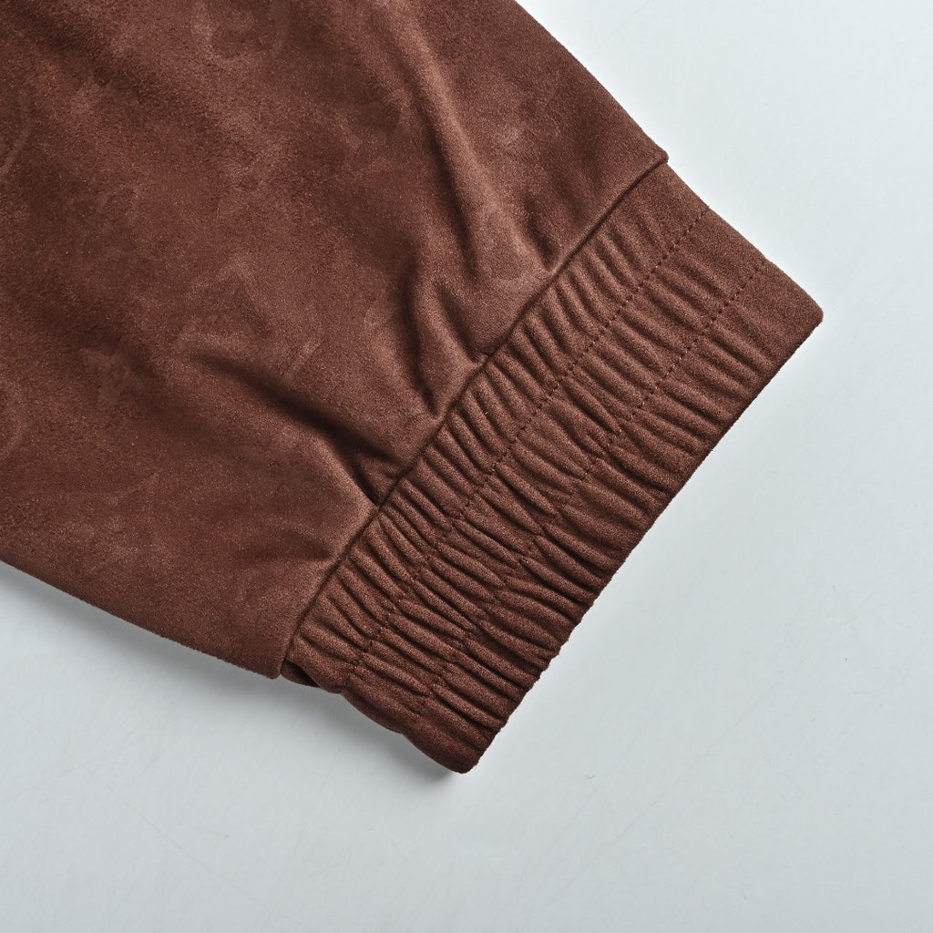 Louis Vuitton Monogram-Embossed Suede-Effect Hooded Jacket - Brown