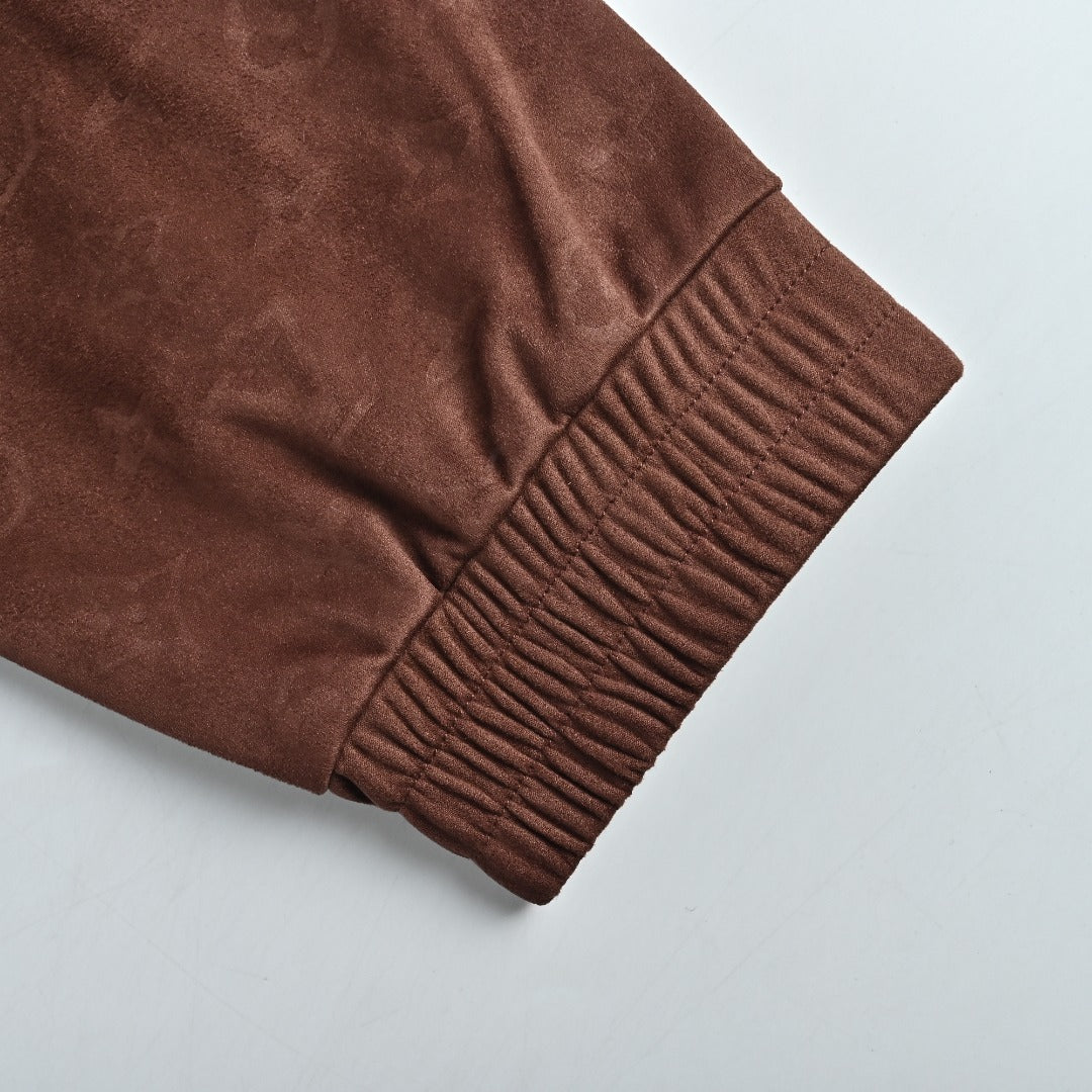 Louis Vuitton Monogram-Embossed Suede-Effect Hooded Jacket - Brown