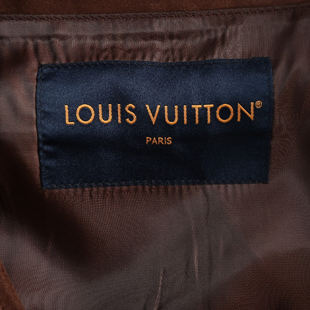 Louis Vuitton Monogram-Embossed Suede-Effect Hooded Jacket - Brown