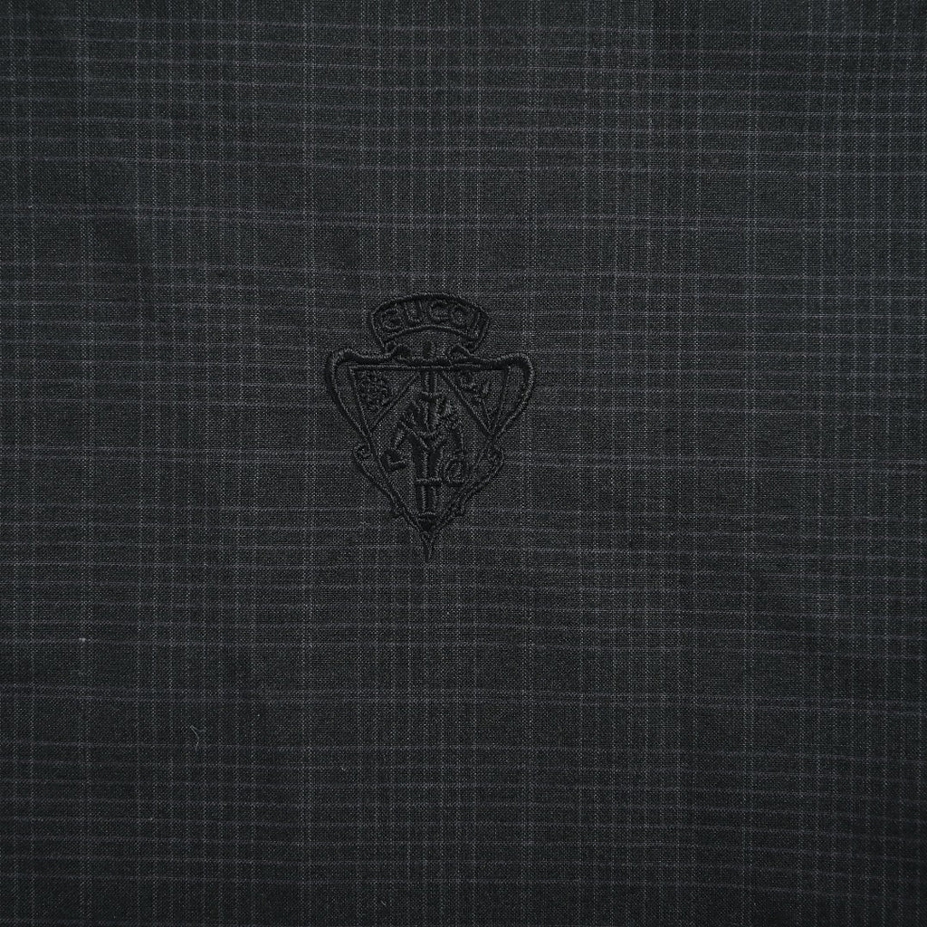 Gucci Badge-Embroidered Check Stand-Collar Jacket - Black