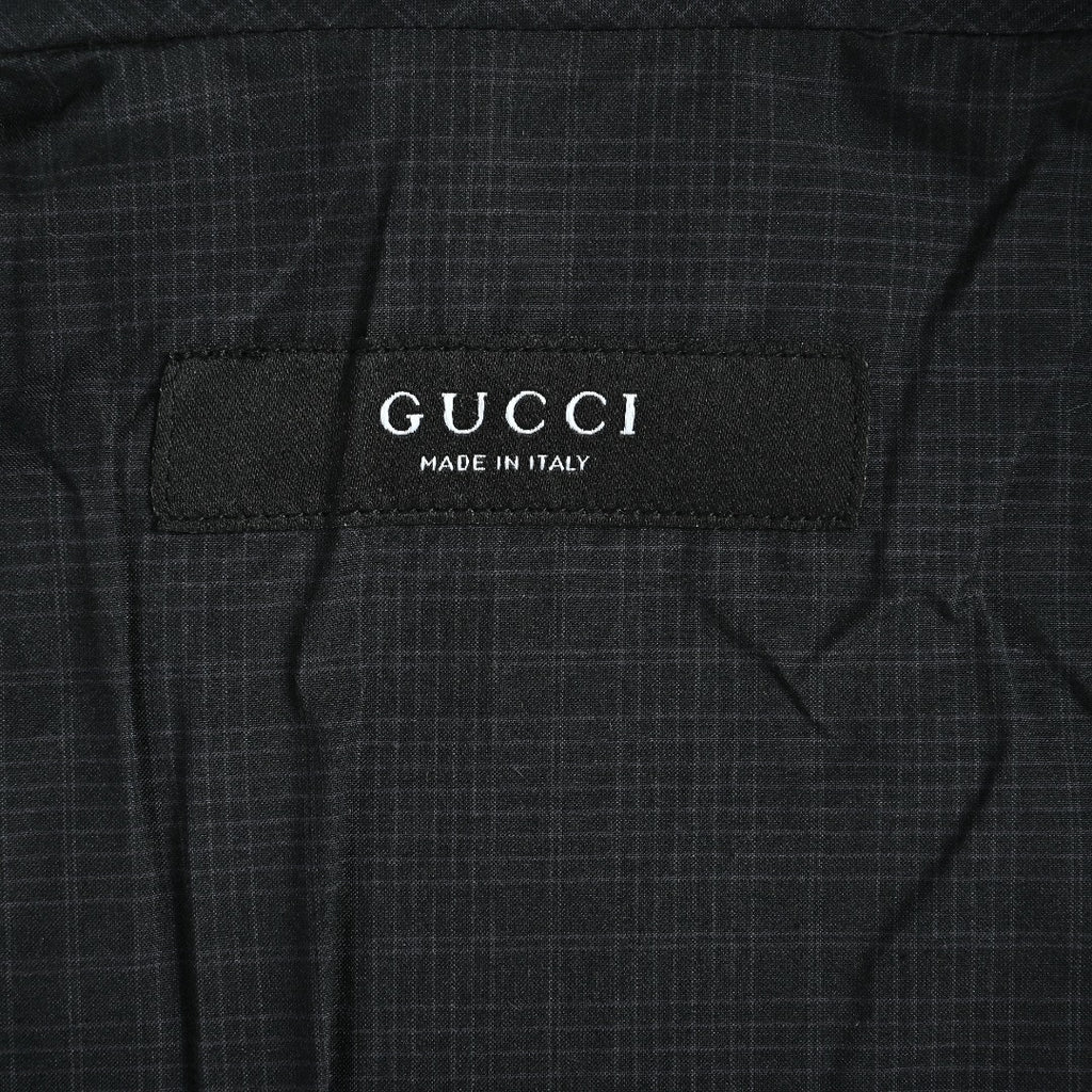 Gucci Badge-Embroidered Check Stand-Collar Jacket - Black