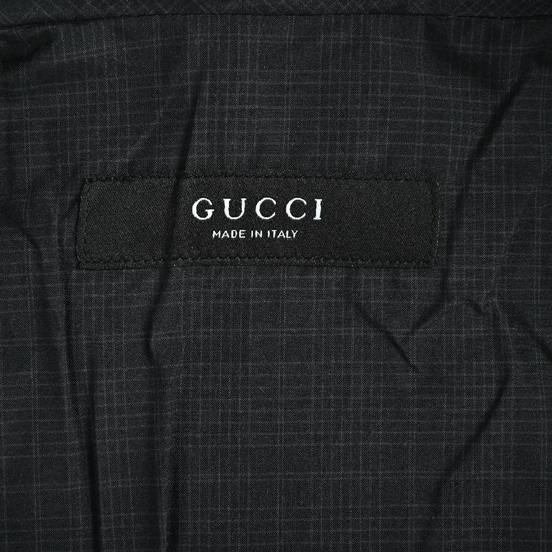 Gucci Badge-Embroidered Check Stand-Collar Jacket - Black